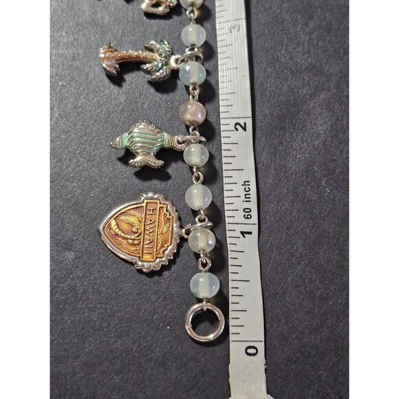 1950's Little Miss Brand Hawaii Charm Bracelet 7" Silver Tone Vintage - Picture 9 of 12